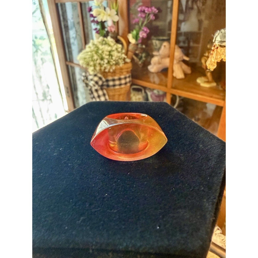 VTG Chunky BOHO Hippy Vibes Lucite Watermelon Ring Sz 7.5
